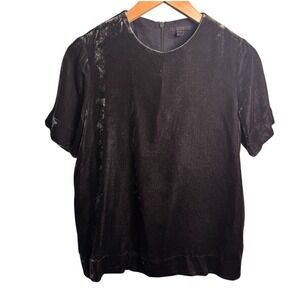 COS Gray Velvet Short Sleeve Top Back Zip EU 36 US 4